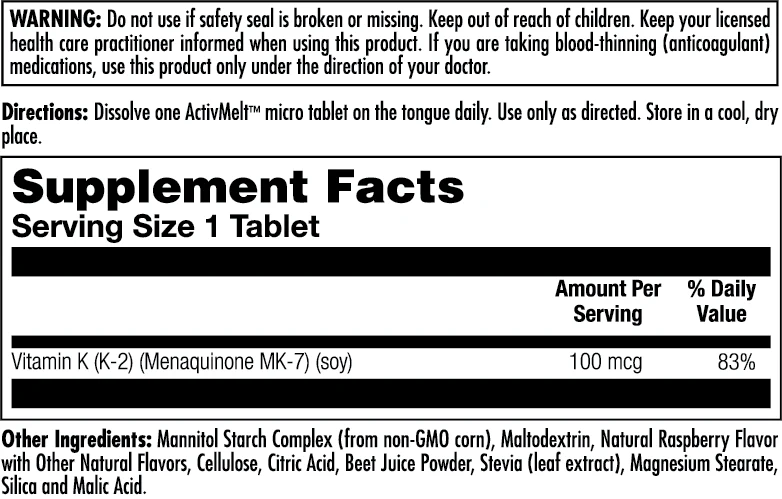 K-2 MK-7 ActivMelt® Instant Dissolve Tablets - Image 2