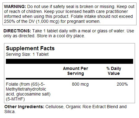 Methyl Folate Tablets 800 mcg DFE - Image 2