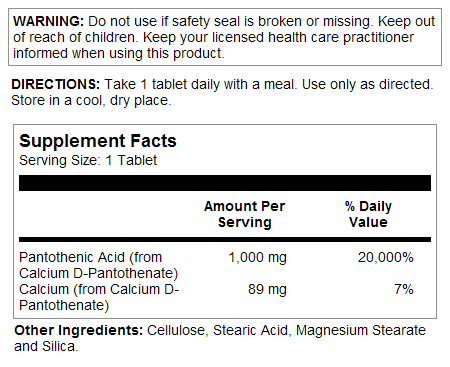 Pantothenic Acid Sustained Release Tablets 1000 mg - Image 3
