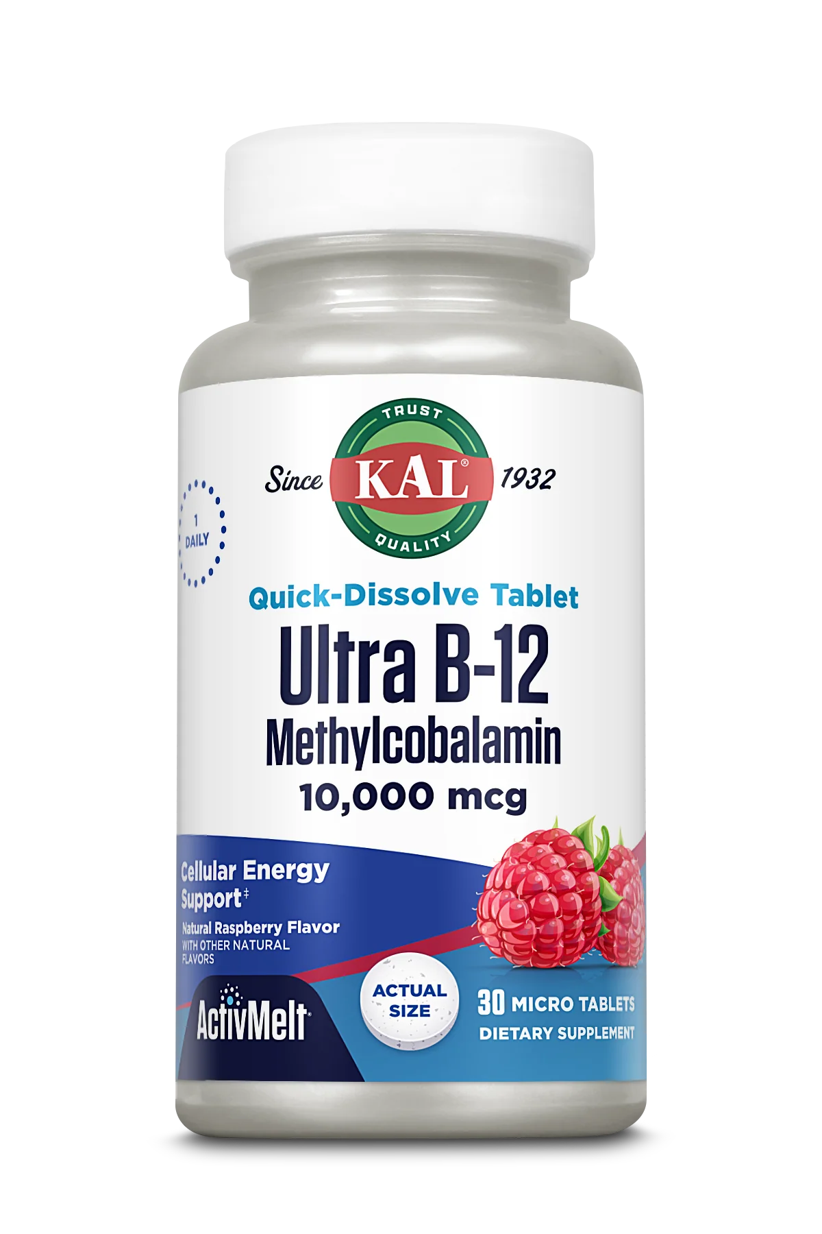 Ultra B-12 Methylcobalamin 10,000 mcg ActivMelt® Instant Dissolve Tablets Raspberry
